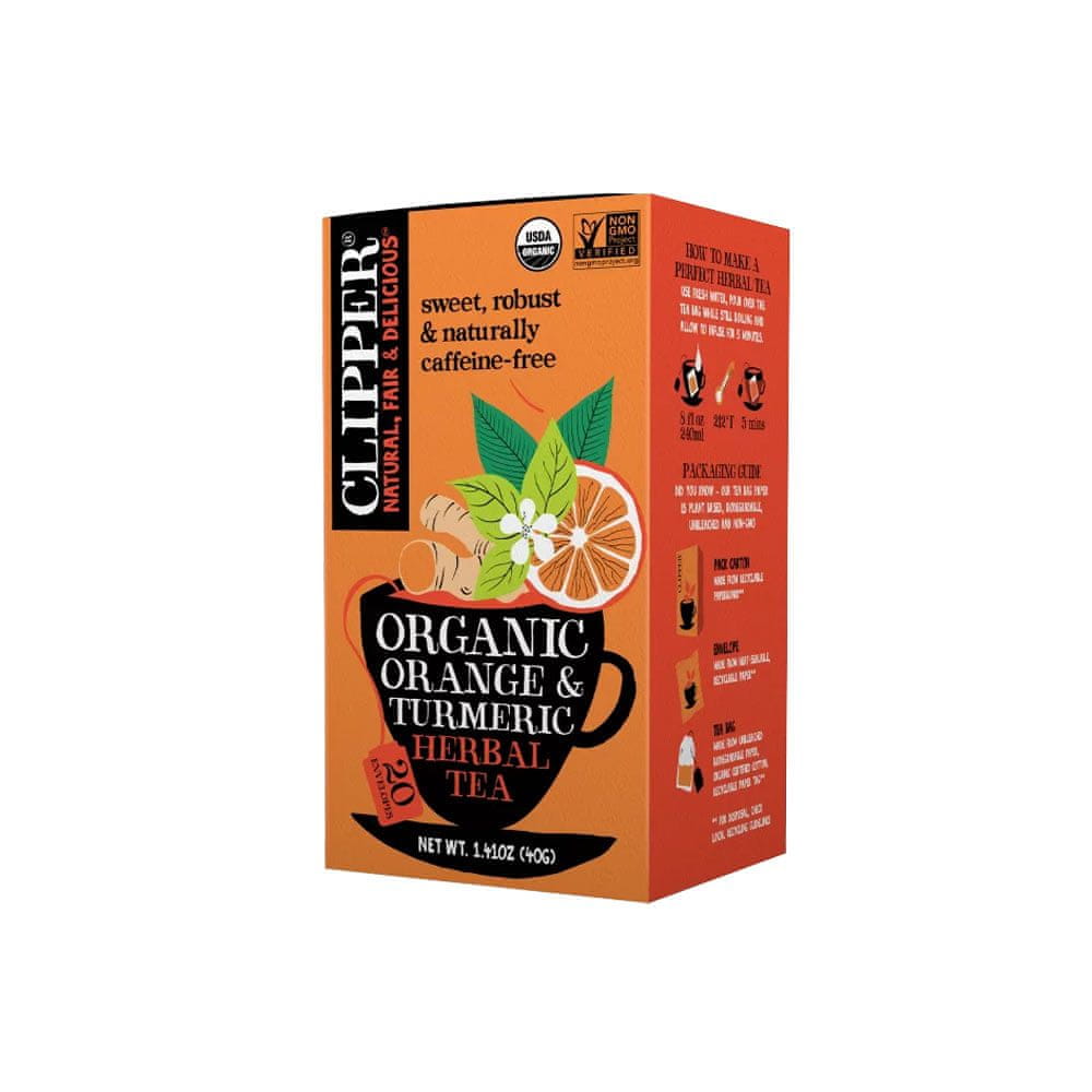 Clipper Britská organická kurkuma a pomarančová kôra "Orange & Turmeric Organic Infusion" (20x2g) 40g Clipper